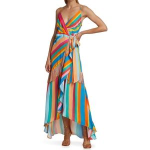 Farm Rio Striped Scarf Wrap Dress, small